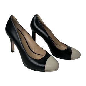 Zara Black and Cream Women's Leather Heels‎ Shoes Sz 40